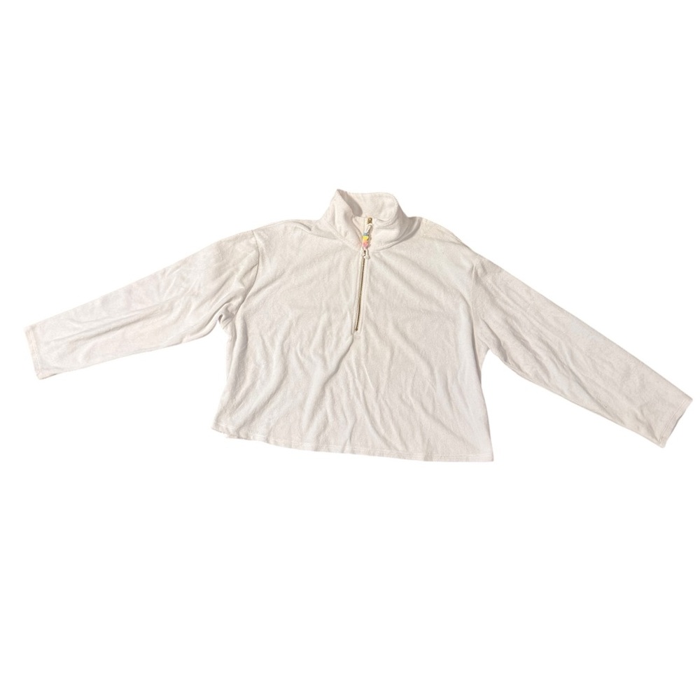 Stoney Clover Target Terry White Crop 1/4 Zip Women's Size Large Beach Vacation